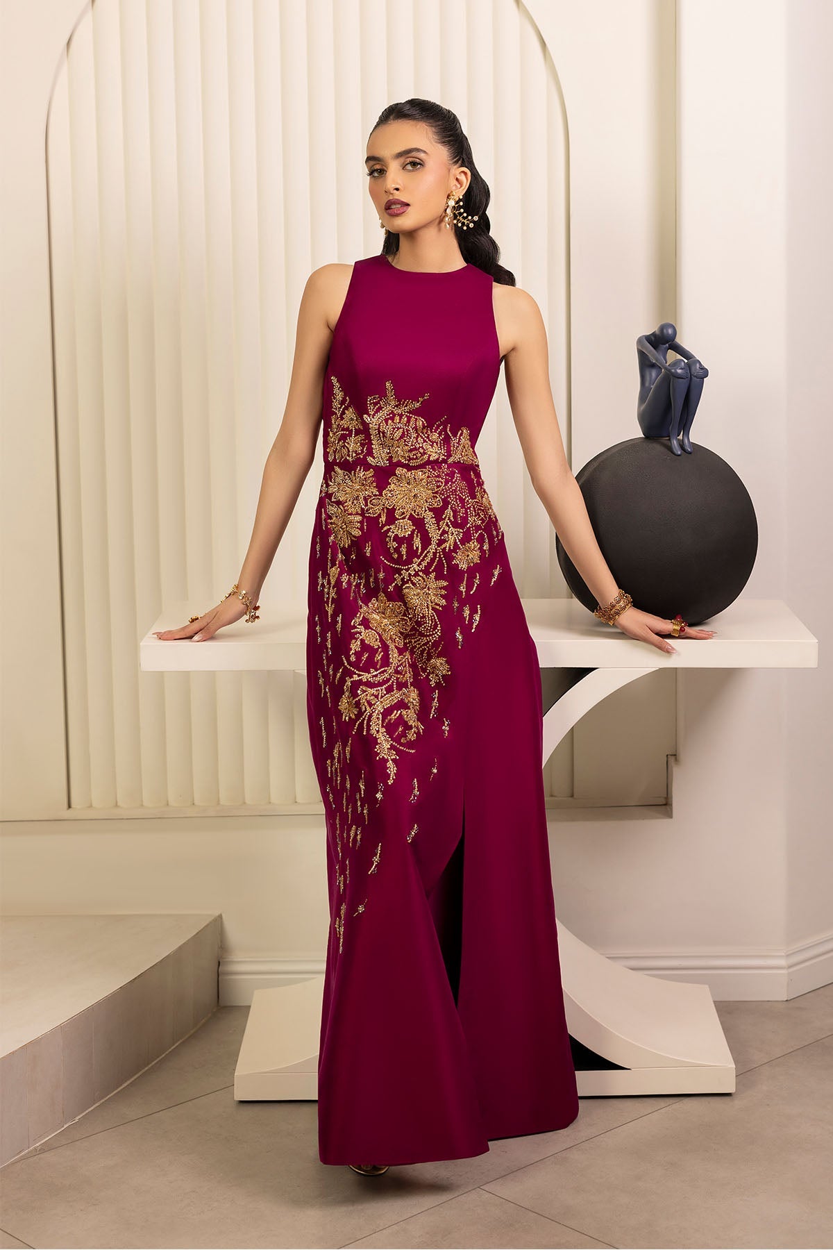 Erum Khan | Elan Formals |Mulberry Gold, image 3