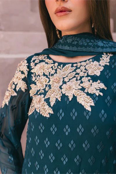 Azure | Embroidered Ensembles 3 Pcs | Emerald Bloom -  Azure Formal - Original Designer Dress - House of Maryam