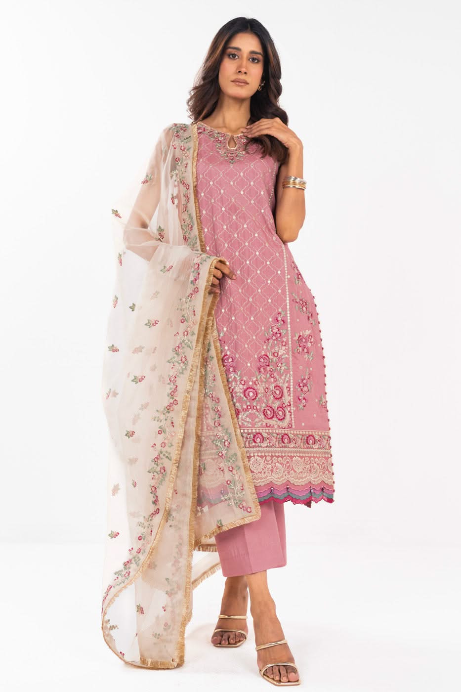 AlKaram | Festive Summer 25 | FC-11E-25-Dusty Pink -  Alkaram Ladies Clothes - Original Designer Dress - House of Maryam