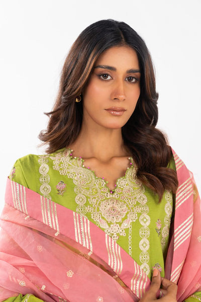 AlKaram | Festive Summer 25 | FC-12E-25-Lime Green -  Alkaram Ladies Clothes - Original Designer Dress - House of Maryam