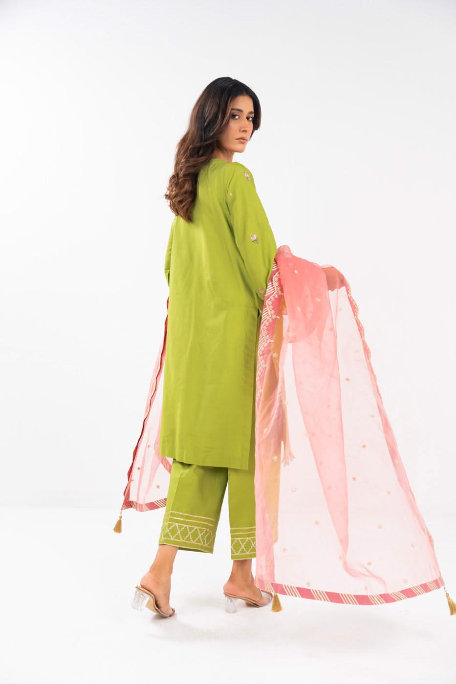 AlKaram | Festive Summer 25 | FC-12E-25-Lime Green -  Alkaram Ladies Clothes -  House of Maryam