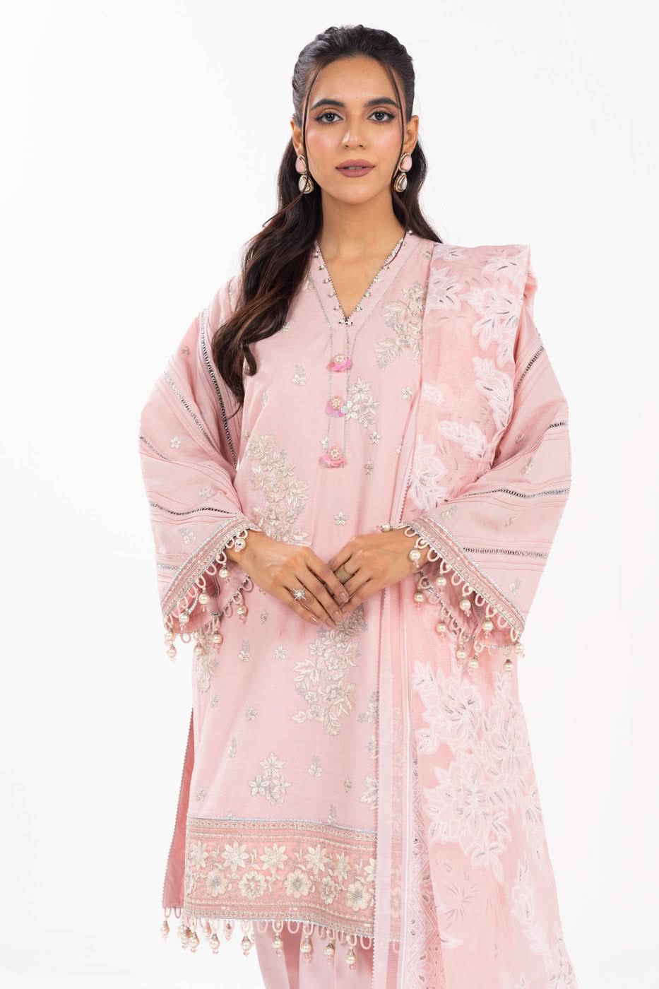 AlKaram | Festive Summer 25 | FC-13F-25-Baby Pink -  Alkaram Ladies Clothes - Original Designer Dress - House of Maryam