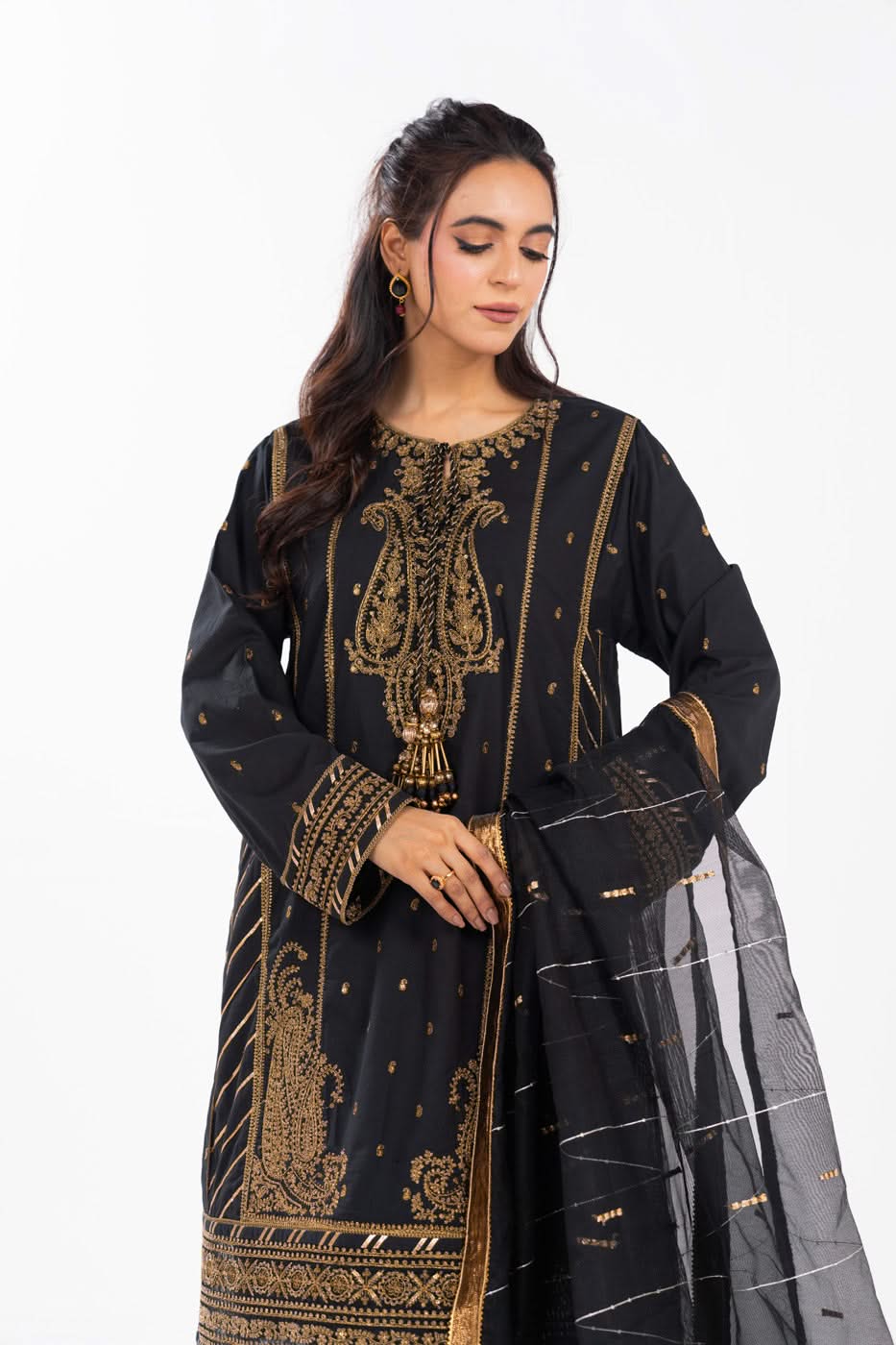 AlKaram | Festive Summer 25 | FC-1A-25-Black -  Alkaram Ladies Clothes -  House of Maryam