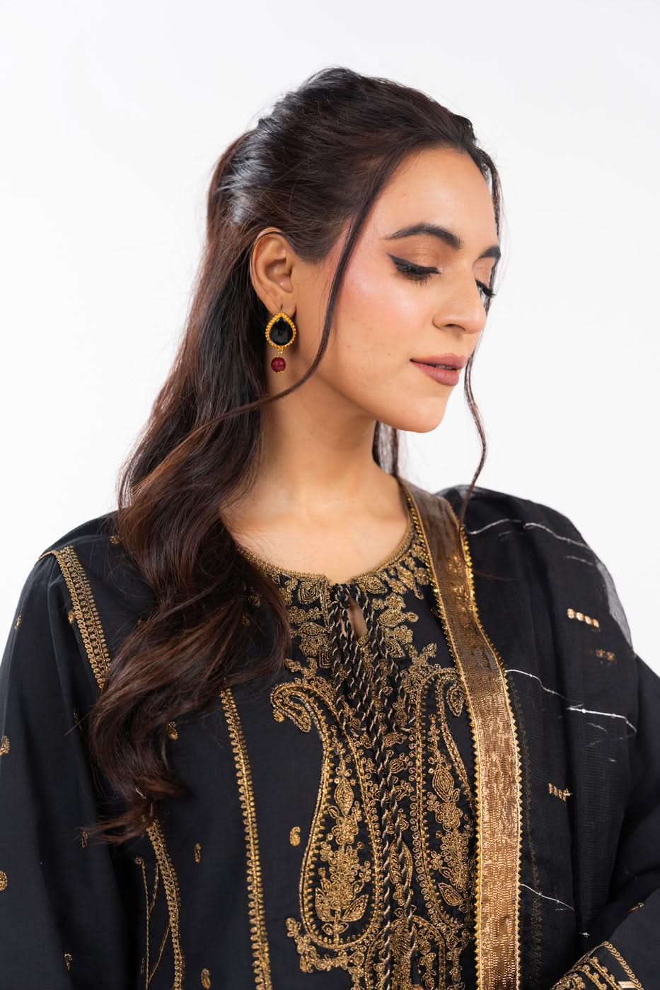 AlKaram | Festive Summer 25 | FC-1A-25-Black -  Alkaram Ladies Clothes - Original Designer Dress - House of Maryam