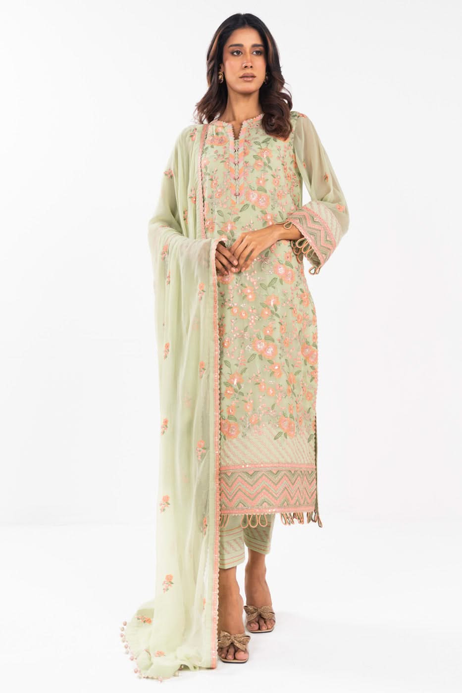 AlKaram | Festive Summer 25 | FC-22I-25-Pistachio -  Alkaram Ladies Clothes - Original Designer Dress - House of Maryam