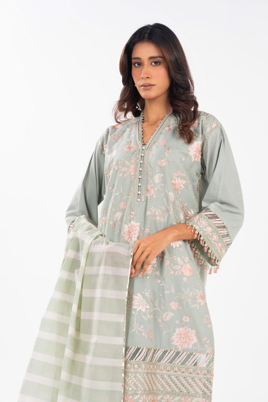 AlKaram | Festive Summer 25 | FC-33N-25-MINT -  Alkaram Ladies Clothes -  House of Maryam
