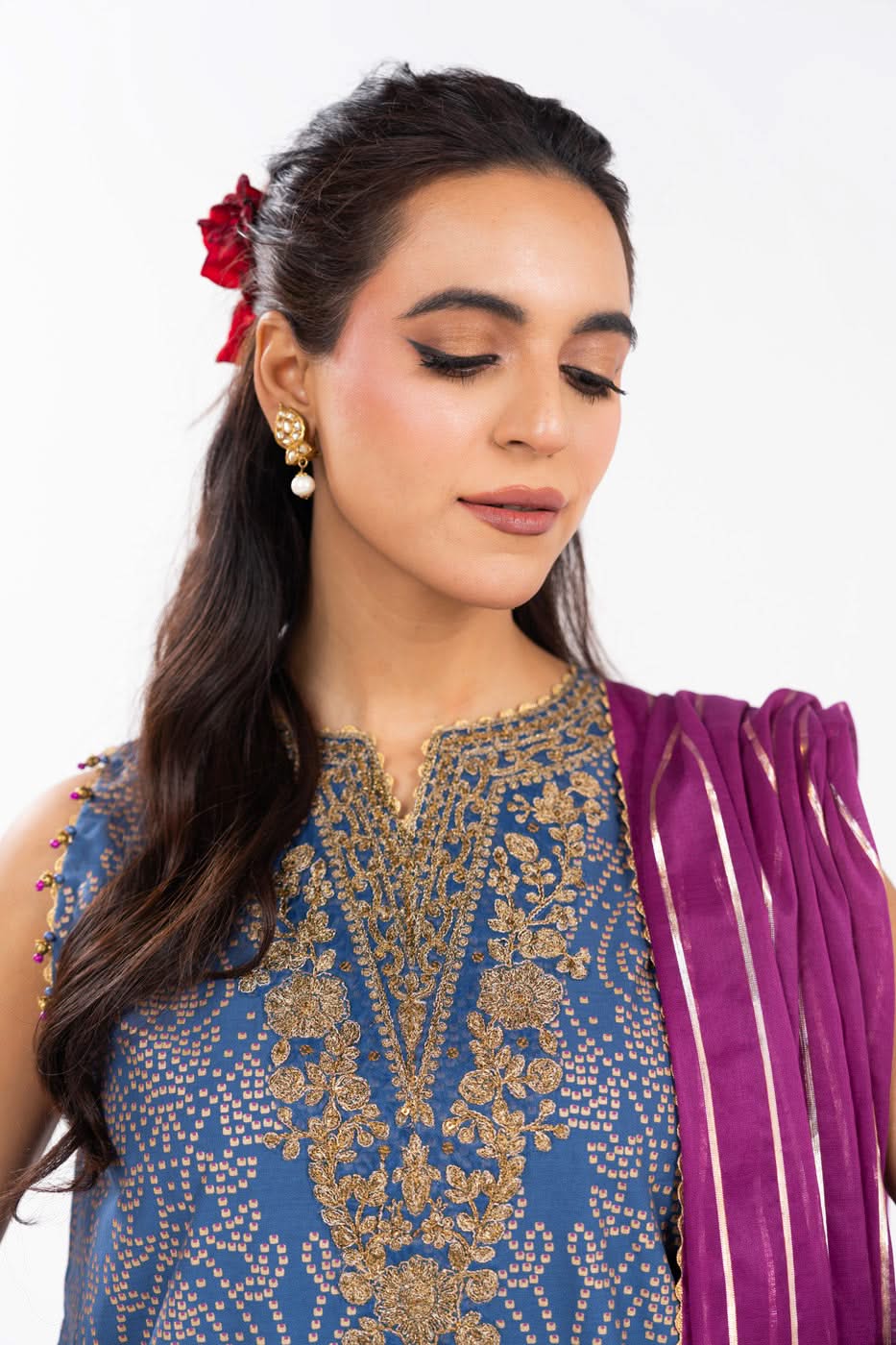 AlKaram | Festive Summer 25 | FC-34N-25-Persian Blue -  Alkaram Ladies Clothes - Original Designer Dress - House of Maryam
