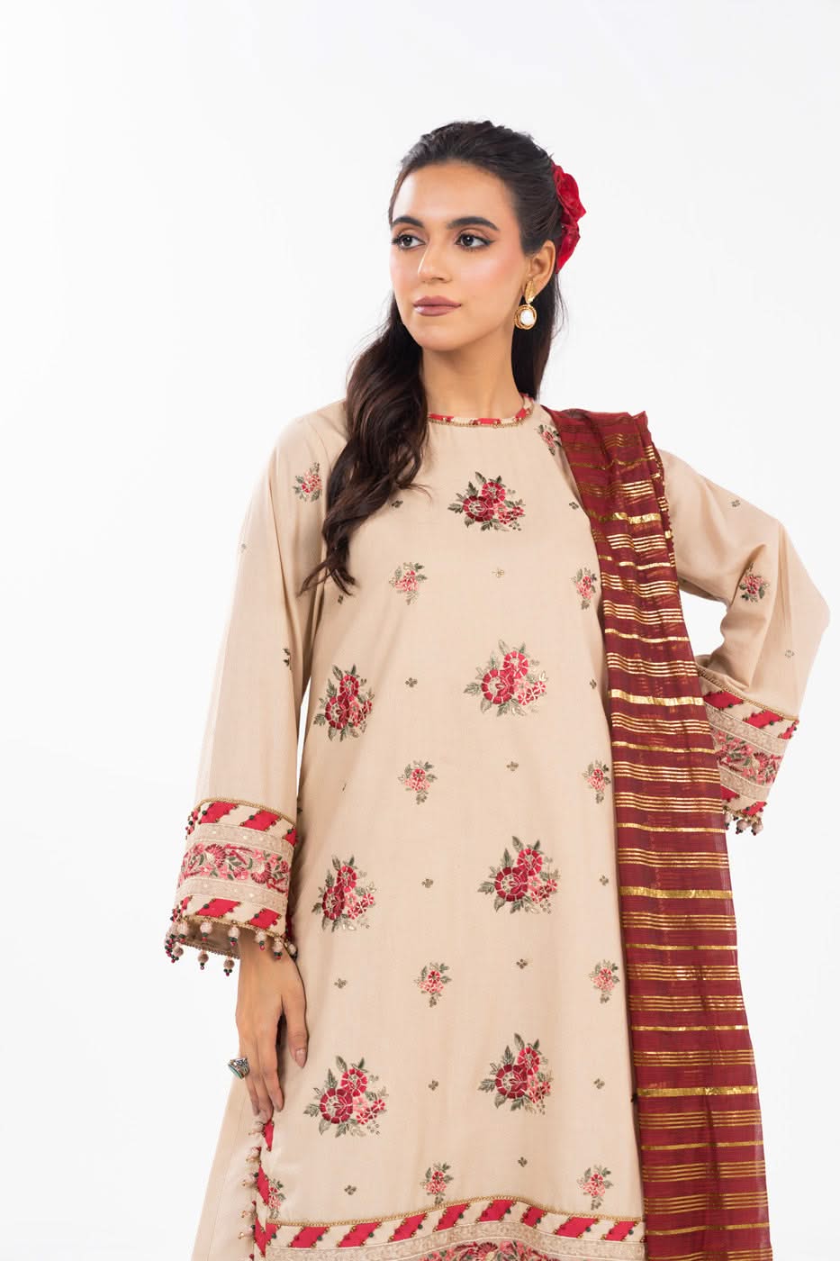 AlKaram | Festive Summer 25 | FC-35N-25-Beige -  Alkaram Ladies Clothes -  House of Maryam