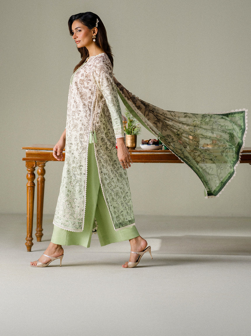 Faiza Faisal | FNF Printed Lawn | SAGE WHISPER, image 3