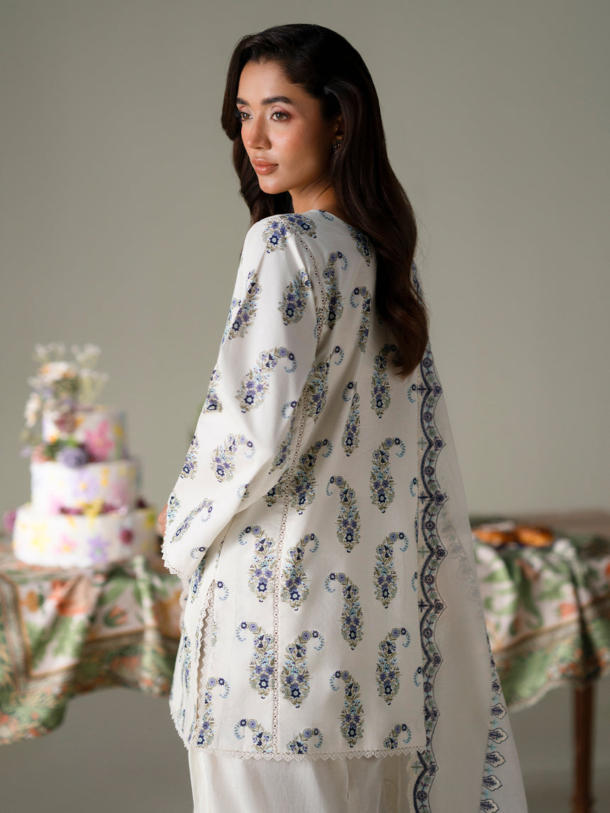 Faiza Faisal | FNF Printed Lawn | IVORY PETALS, image 3