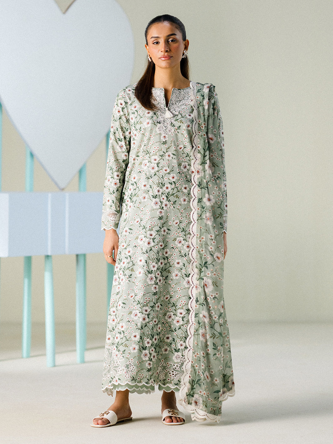 Faiza Faisal | FNF Printed Lawn | MINT MUSE