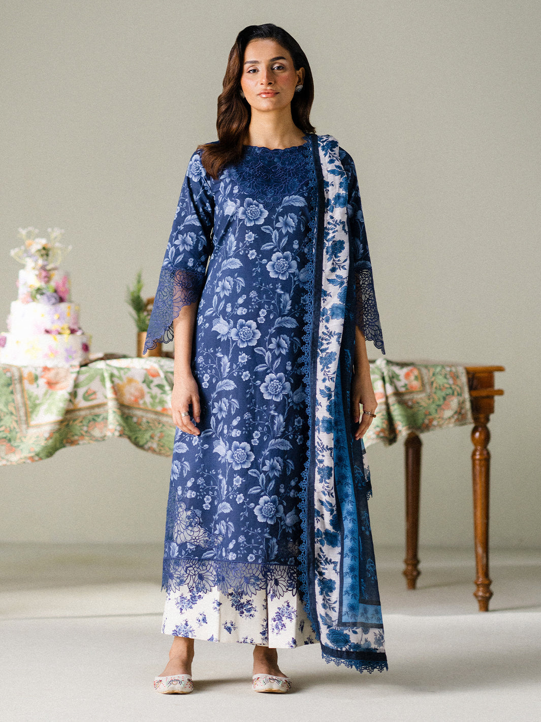 Faiza Faisal | FNF Printed Lawn | MIDNIGHT MEADOW