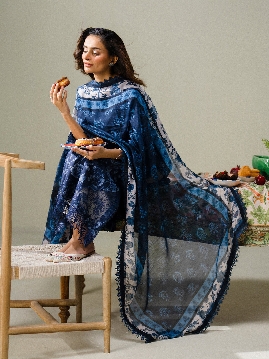 Faiza Faisal | FNF Printed Lawn | MIDNIGHT MEADOW, image 6