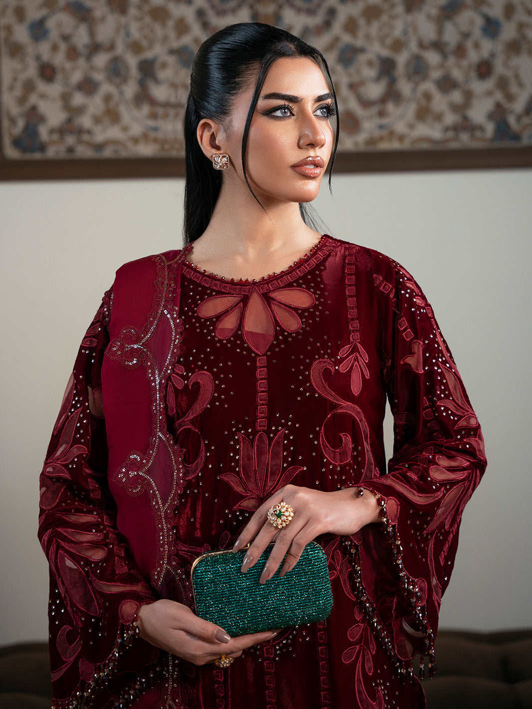 Faiza Faisal | Solene Luxury Velvets | ROUGE, image 3