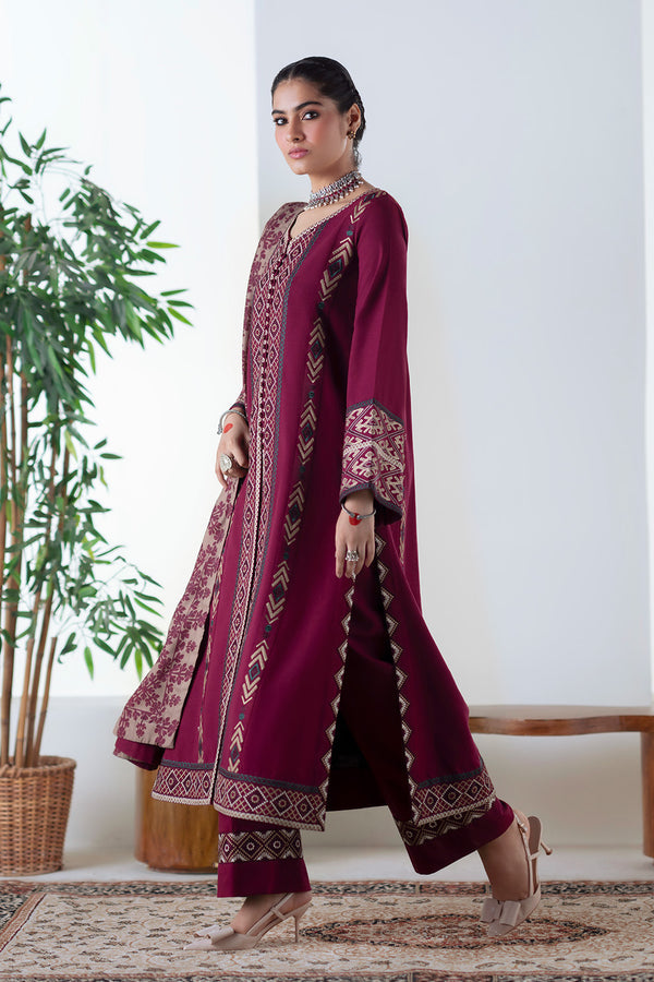 Maryum N Maria | Noore Winters 25 | 3 Piece Embroidered Khaddar MALALAI - FSU5670 -  Maryum N Maria Ladies Clothes - Original Designer Dress - House of Maryam