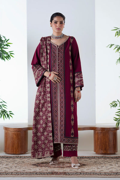 Maryum N Maria | Noore Winters 25 | 3 Piece Embroidered Khaddar MALALAI - FSU5670 -  Maryum N Maria Ladies Clothes - Original Designer Dress - House of Maryam
