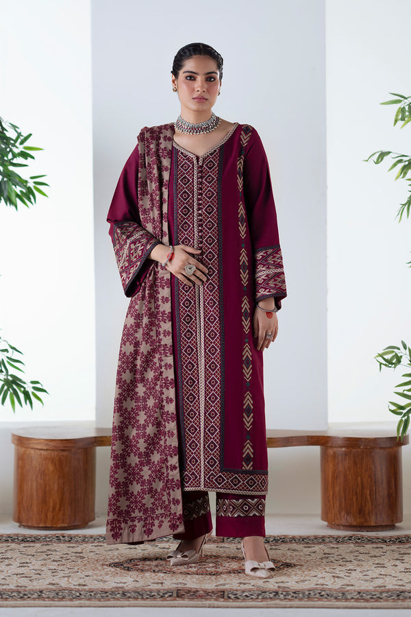 Maryum N Maria | Noore Winters 25 | 3 Piece Embroidered Khaddar MALALAI - FSU5670 -  Maryum N Maria Ladies Clothes - Original Designer Dress - House of Maryam