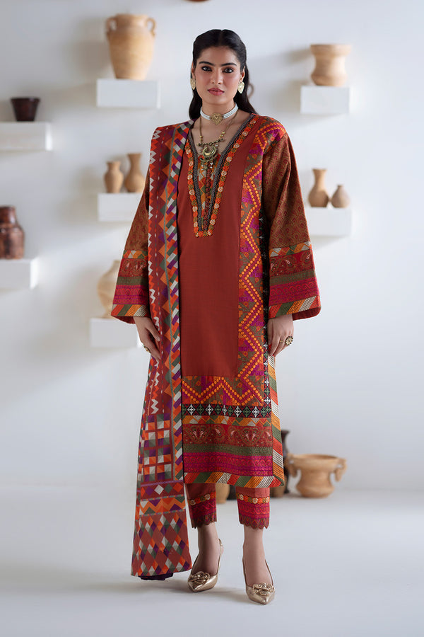 Maryum N Maria | Noore Winters 25 | 3 Piece Embroidered Khaddar BADRAI - FSU5673 -  Maryum N Maria Ladies Clothes - Original Designer Dress - House of Maryam