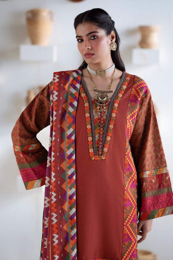 Maryum N Maria | Noore Winters 25 | 3 Piece Embroidered Khaddar BADRAI - FSU5673 -  Maryum N Maria Ladies Clothes - Original Designer Dress - House of Maryam