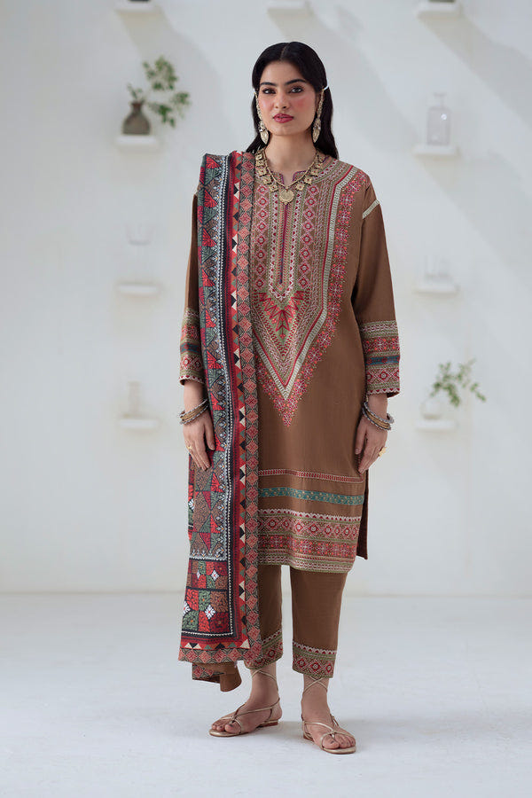 Maryum N Maria | Noore Winters 25 | 3 Piece Embroidered Khaddar GHUNCHA - FSU5674 -  Maryum N Maria Ladies Clothes - Original Designer Dress - House of Maryam