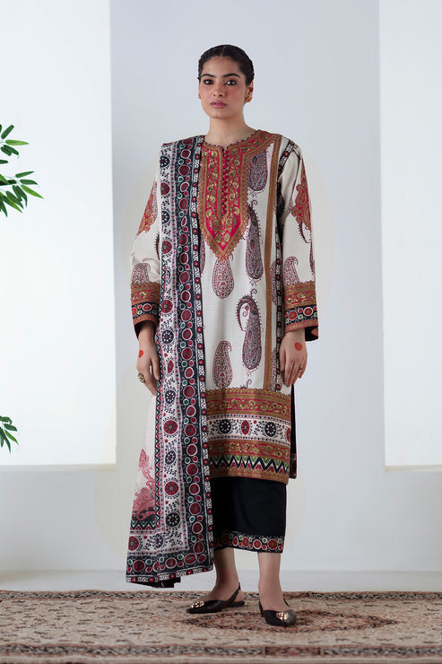 Maryum N Maria | Noore Winters 25 | 3 Piece Embroidered Khaddar ZOHAL - FSU5678 -  Maryum N Maria Ladies Clothes - Original Designer Dress - House of Maryam
