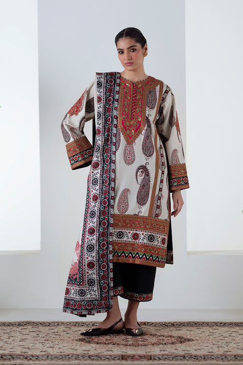 Maryum N Maria | Noore Winters 25 | 3 Piece Embroidered Khaddar ZOHAL - FSU5678 -  Maryum N Maria Ladies Clothes - Original Designer Dress - House of Maryam