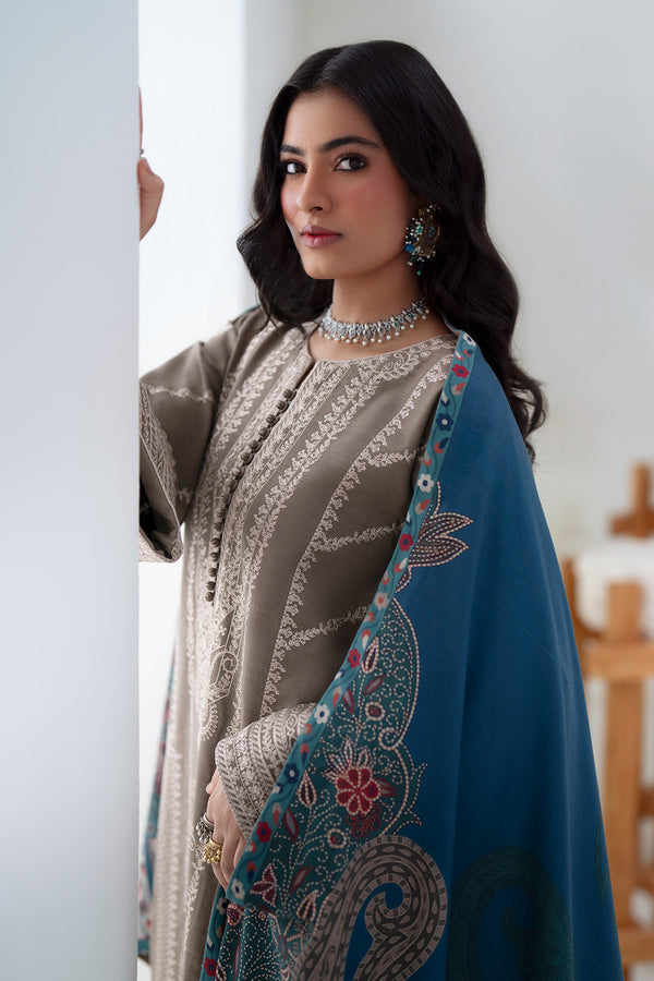 Maryum N Maria | Noore Winters 25 | 3 Piece Embroidered Khaddar ANGEZA - FSU5679 -  Maryum N Maria Ladies Clothes - Original Designer Dress - House of Maryam