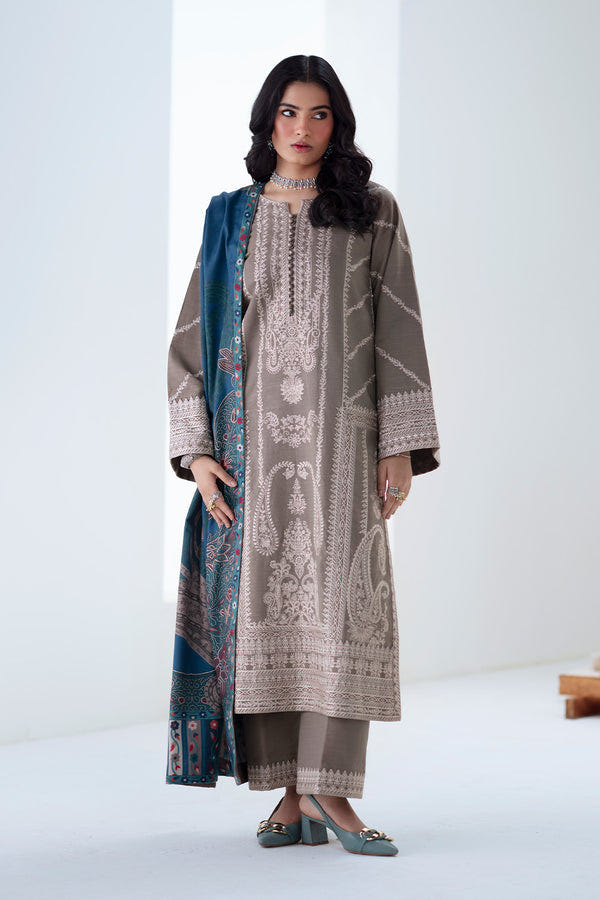 Maryum N Maria | Noore Winters 25 | 3 Piece Embroidered Khaddar ANGEZA - FSU5679 -  Maryum N Maria Ladies Clothes - Original Designer Dress - House of Maryam