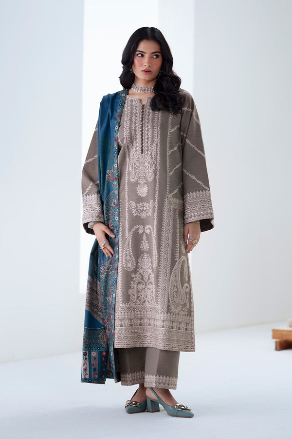 Maryum N Maria | Noore Winters 25 | 3 Piece Embroidered Khaddar ANGEZA - FSU5679 -  Maryum N Maria Ladies Clothes - Original Designer Dress - House of Maryam