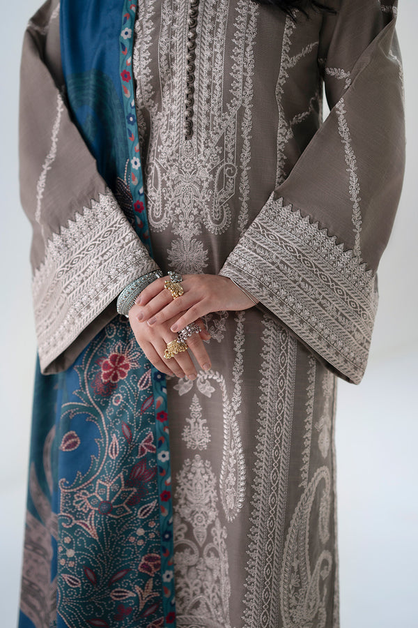 Maryum N Maria | Noore Winters 25 | 3 Piece Embroidered Khaddar ANGEZA - FSU5679 -  Maryum N Maria Ladies Clothes - Original Designer Dress - House of Maryam