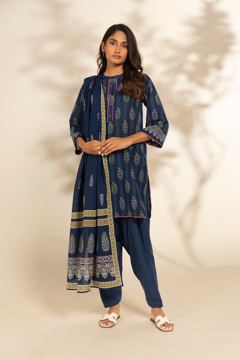 Al Karam | Winter 25 | FW-103.1-25-1-Blue -  Al Karam Ladies Clothes - Original Designer Dress - House of Maryam