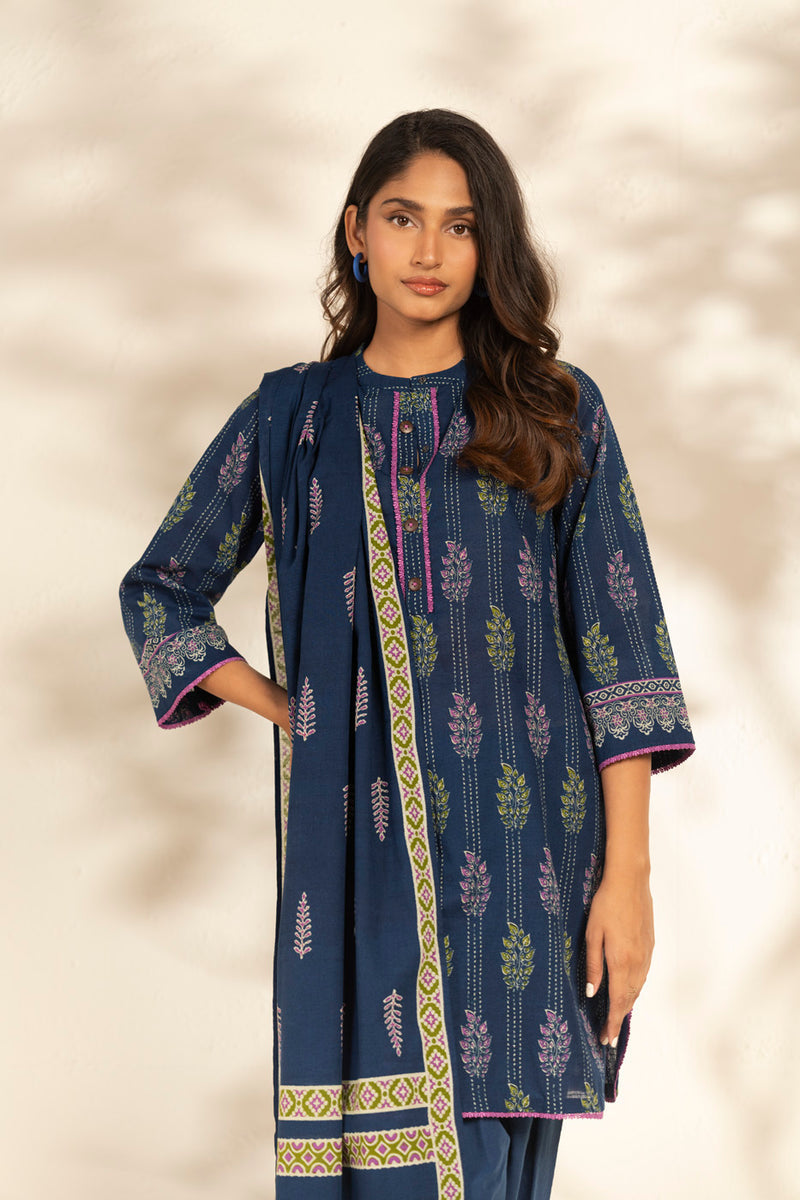 Al Karam | Winter 25 | FW-103.1-25-1-Blue -  Al Karam Ladies Clothes - Original Designer Dress - House of Maryam