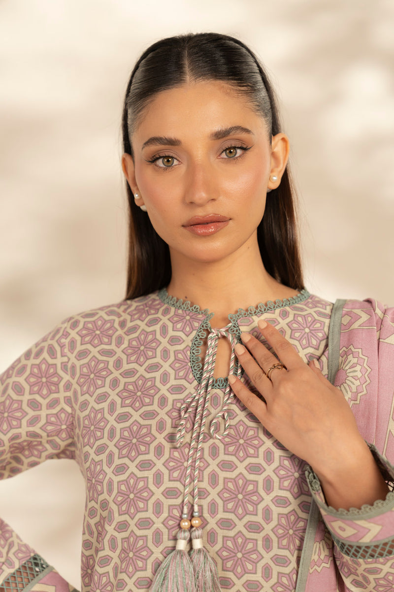 Al Karam | Winter 25 | FW-106.1-25-1-Pink/Off White -  Al Karam Ladies Clothes - Original Designer Dress - House of Maryam