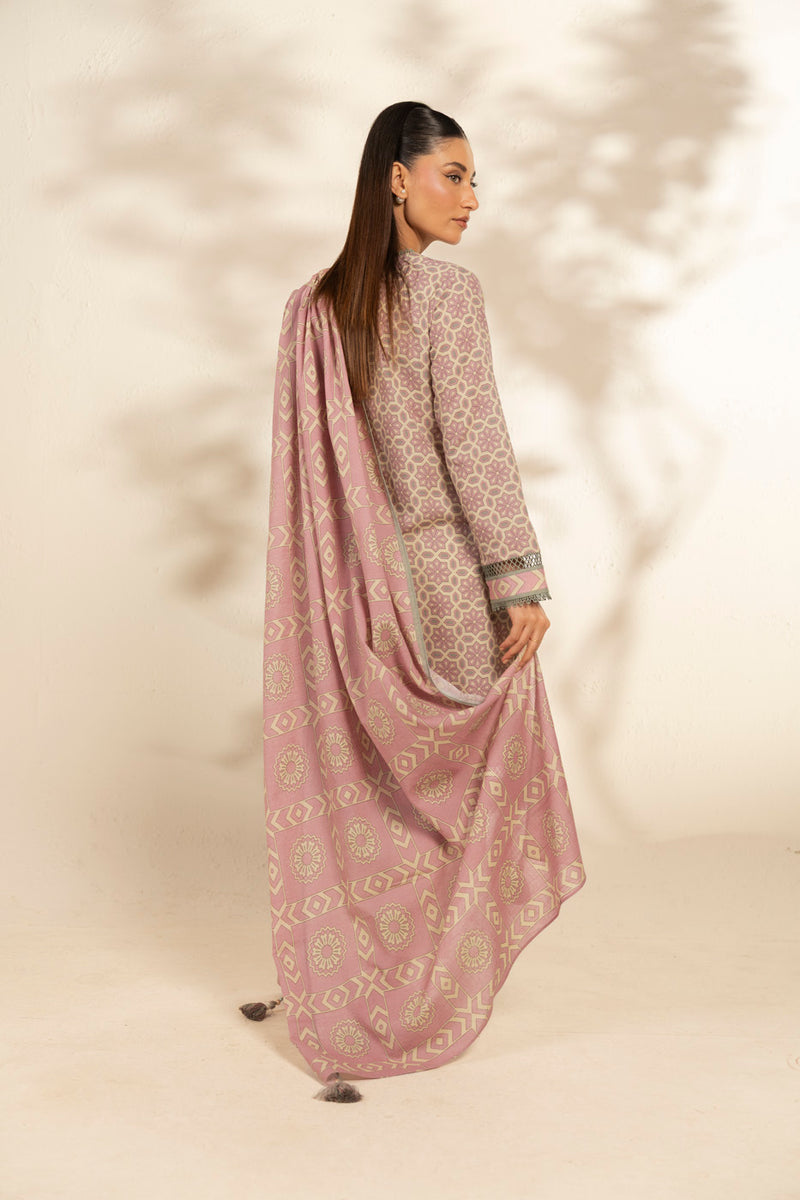 Al Karam | Winter 25 | FW-106.1-25-1-Pink/Off White -  Al Karam Ladies Clothes - Original Designer Dress - House of Maryam