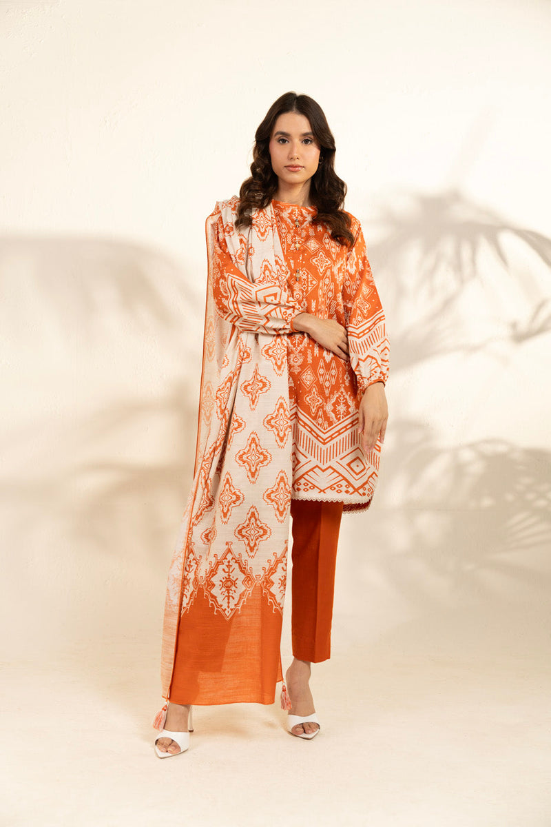 Al Karam | Winter 25 | FW-108-25-1-Orange -  Al Karam Ladies Clothes - Original Designer Dress - House of Maryam