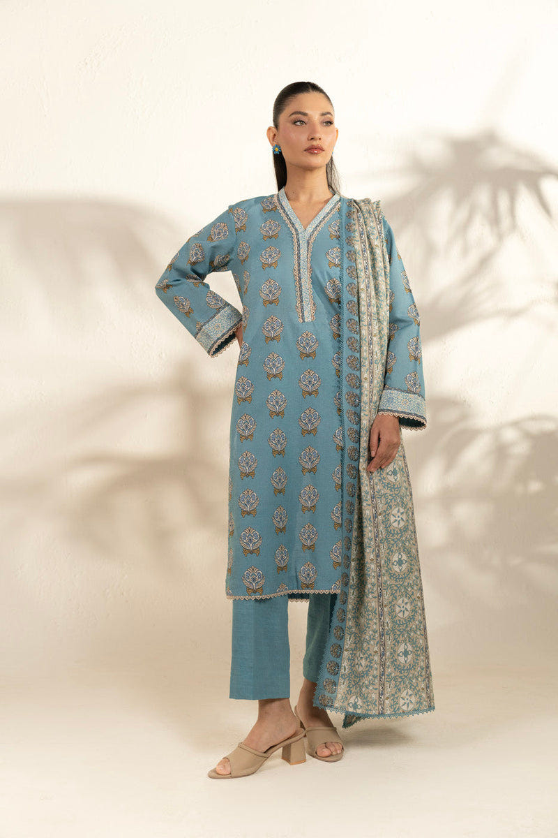 Al Karam | Winter 25 | FW-108.1-25-1-Blue -  Al Karam Ladies Clothes - Original Designer Dress - House of Maryam