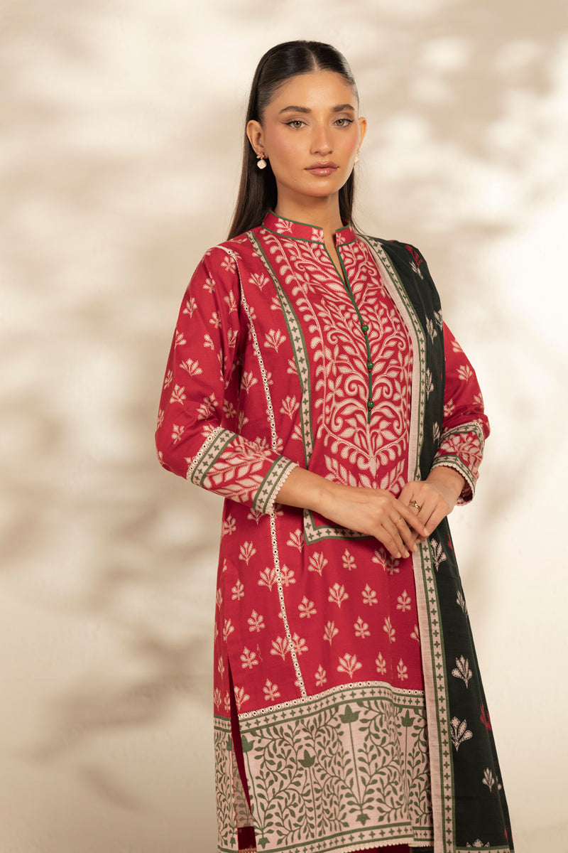 Al Karam | Winter 25 |  FW-110-25-1-Red -  Al Karam Ladies Clothes - Original Designer Dress - House of Maryam