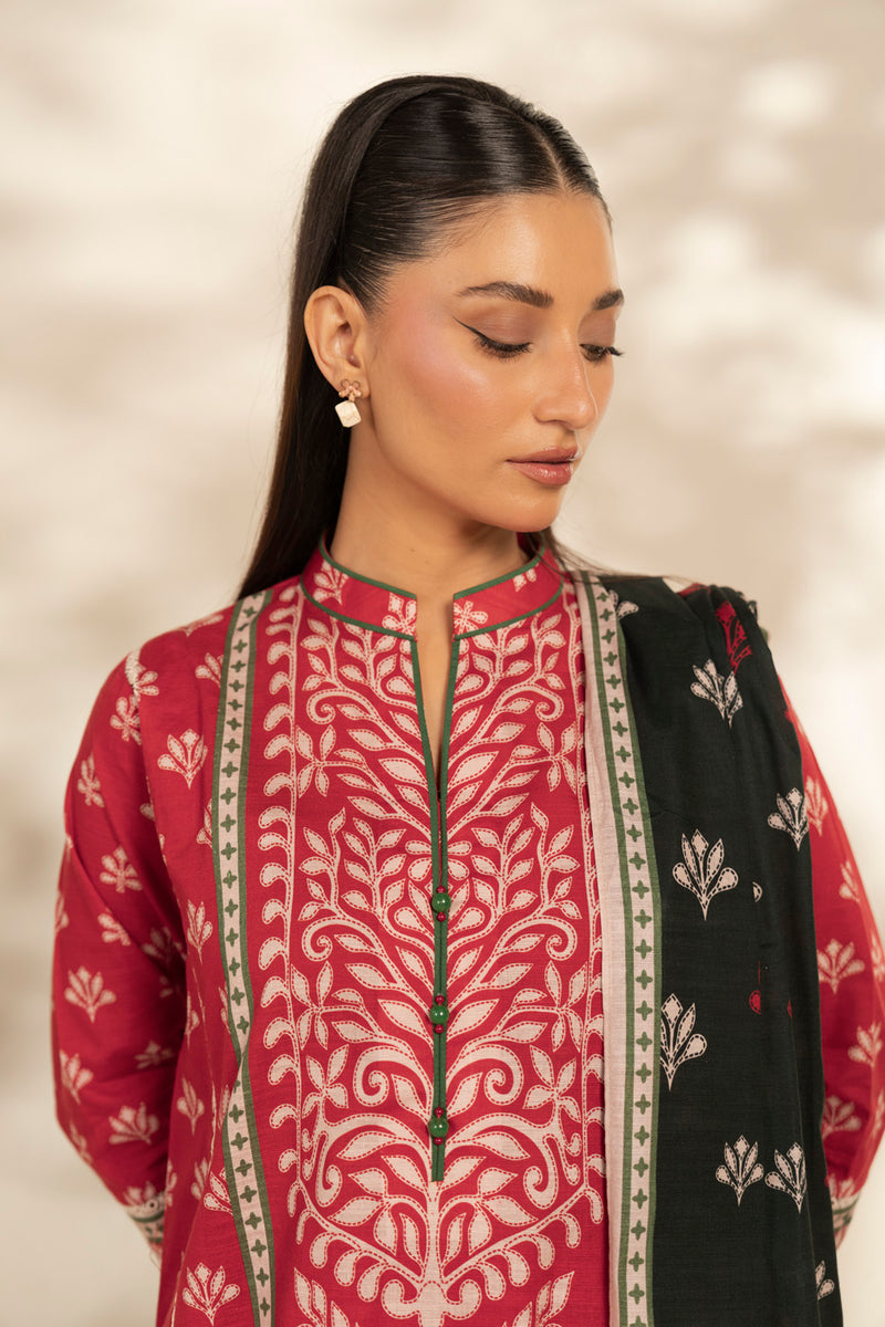 Al Karam | Winter 25 |  FW-110-25-1-Red -  Al Karam Ladies Clothes - Original Designer Dress - House of Maryam
