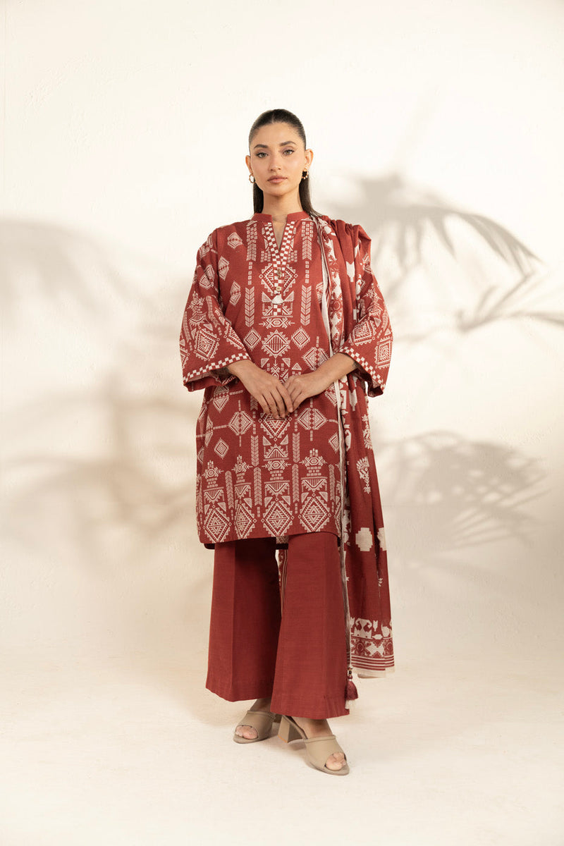 Al Karam | Winter 25 |  FW-119-25-1-Rust -  Al Karam Ladies Clothes - Original Designer Dress - House of Maryam