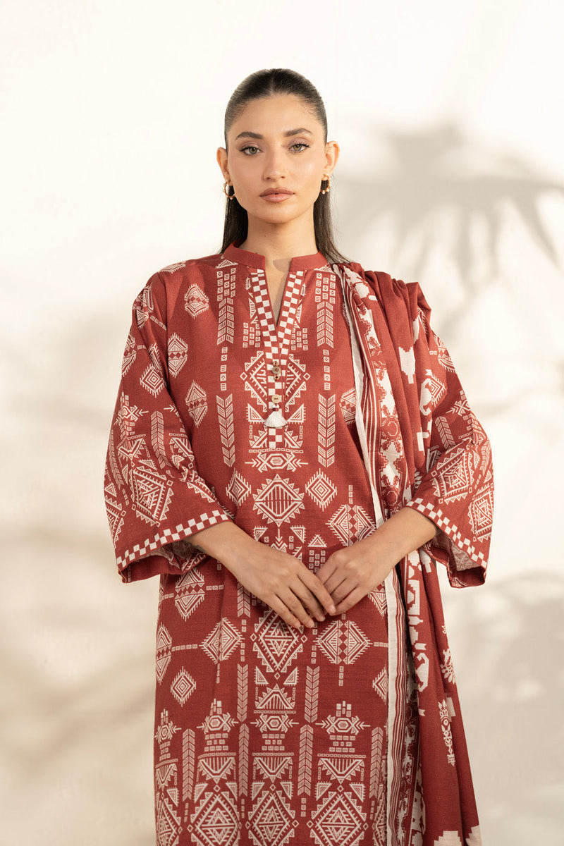 Al Karam | Winter 25 |  FW-119-25-1-Rust -  Al Karam Ladies Clothes - Original Designer Dress - House of Maryam