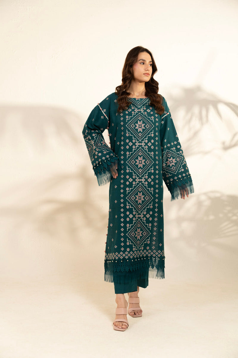 Al Karam | Winter 25 | FW-142-25-1-Teal -  Al Karam Ladies Clothes - Original Designer Dress - House of Maryam