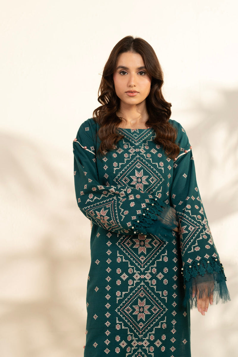 Al Karam | Winter 25 | FW-142-25-1-Teal -  Al Karam Ladies Clothes - Original Designer Dress - House of Maryam