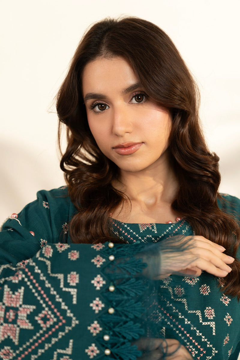 Al Karam | Winter 25 | FW-142-25-1-Teal -  Al Karam Ladies Clothes - Original Designer Dress - House of Maryam