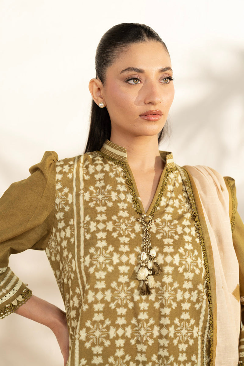 Al Karam | Winter 25 | FW-162.1-25-1-Olive Green -  Al Karam Ladies Clothes - Original Designer Dress - House of Maryam