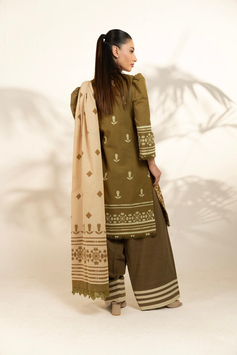 Al Karam | Winter 25 | FW-162.1-25-1-Olive Green -  Al Karam Ladies Clothes - Original Designer Dress - House of Maryam