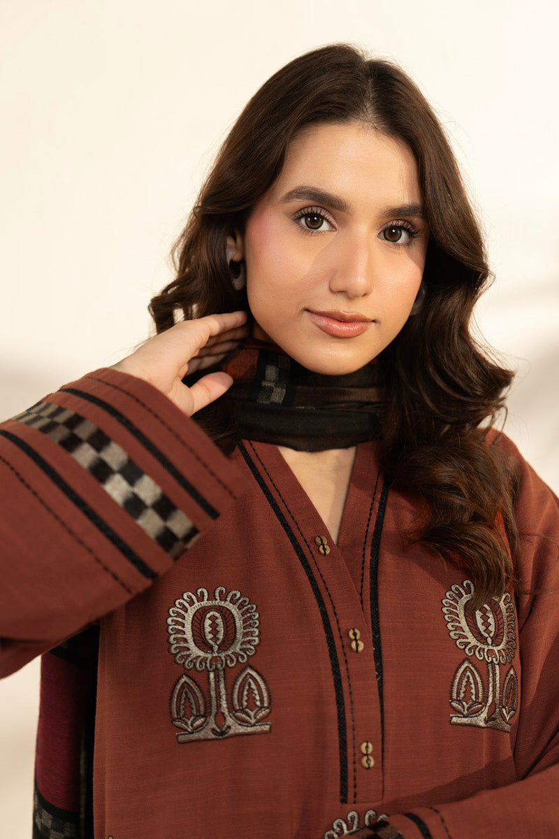 Al Karam | Winter 25 | FW-81-25-1-Rust -  Alkaram Ladies Clothes - Original Designer Dress - House of Maryam