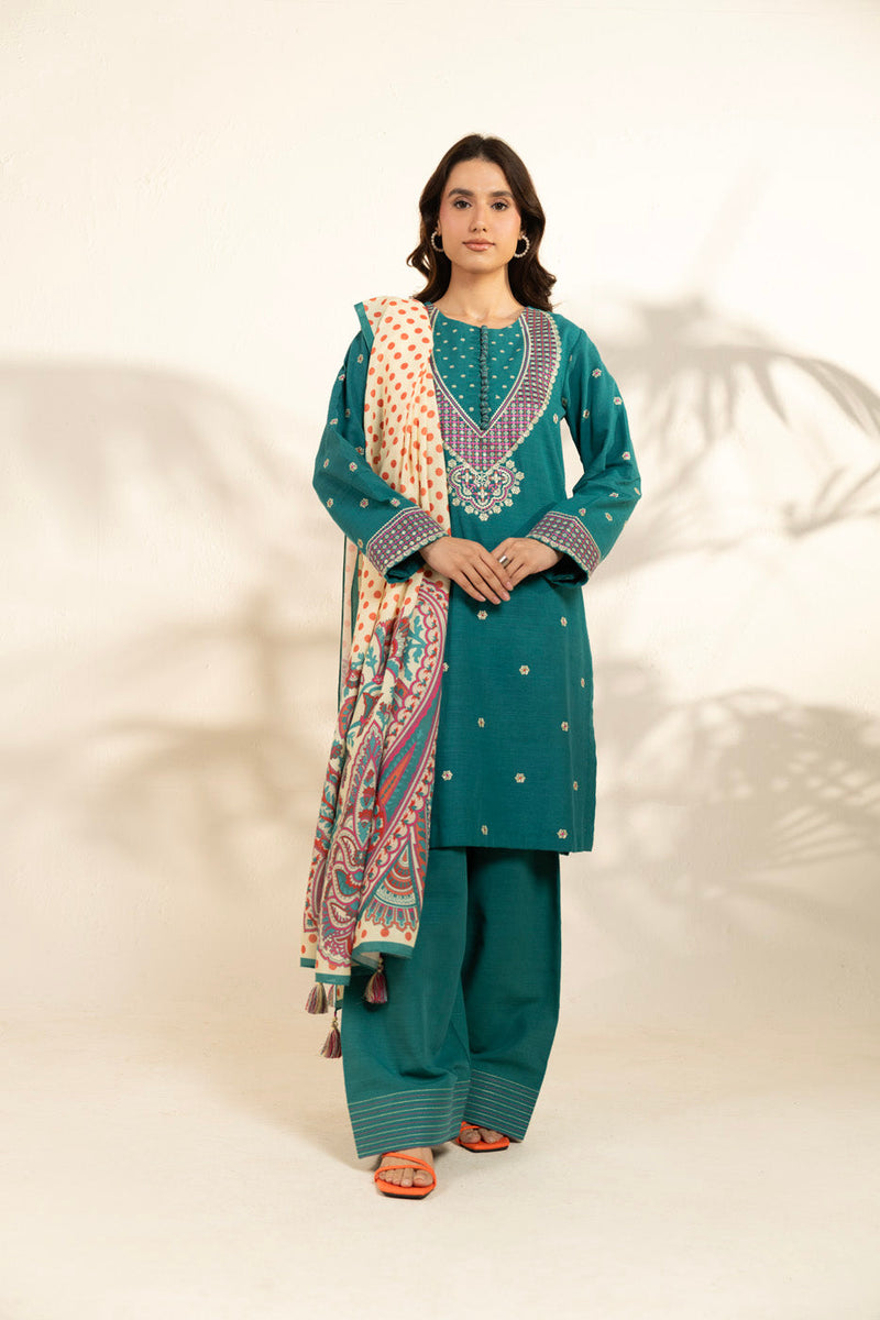 Al Karam | Winter 25 | FW-82.1-25-1-Teal -  Al Karam Ladies Clothes - Original Designer Dress - House of Maryam