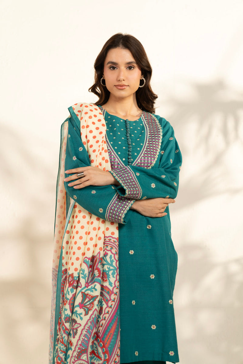 Al Karam | Winter 25 | FW-82.1-25-1-Teal -  Al Karam Ladies Clothes - Original Designer Dress - House of Maryam
