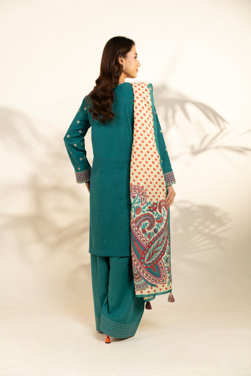 Al Karam | Winter 25 | FW-82.1-25-1-Teal -  Al Karam Ladies Clothes - Original Designer Dress - House of Maryam