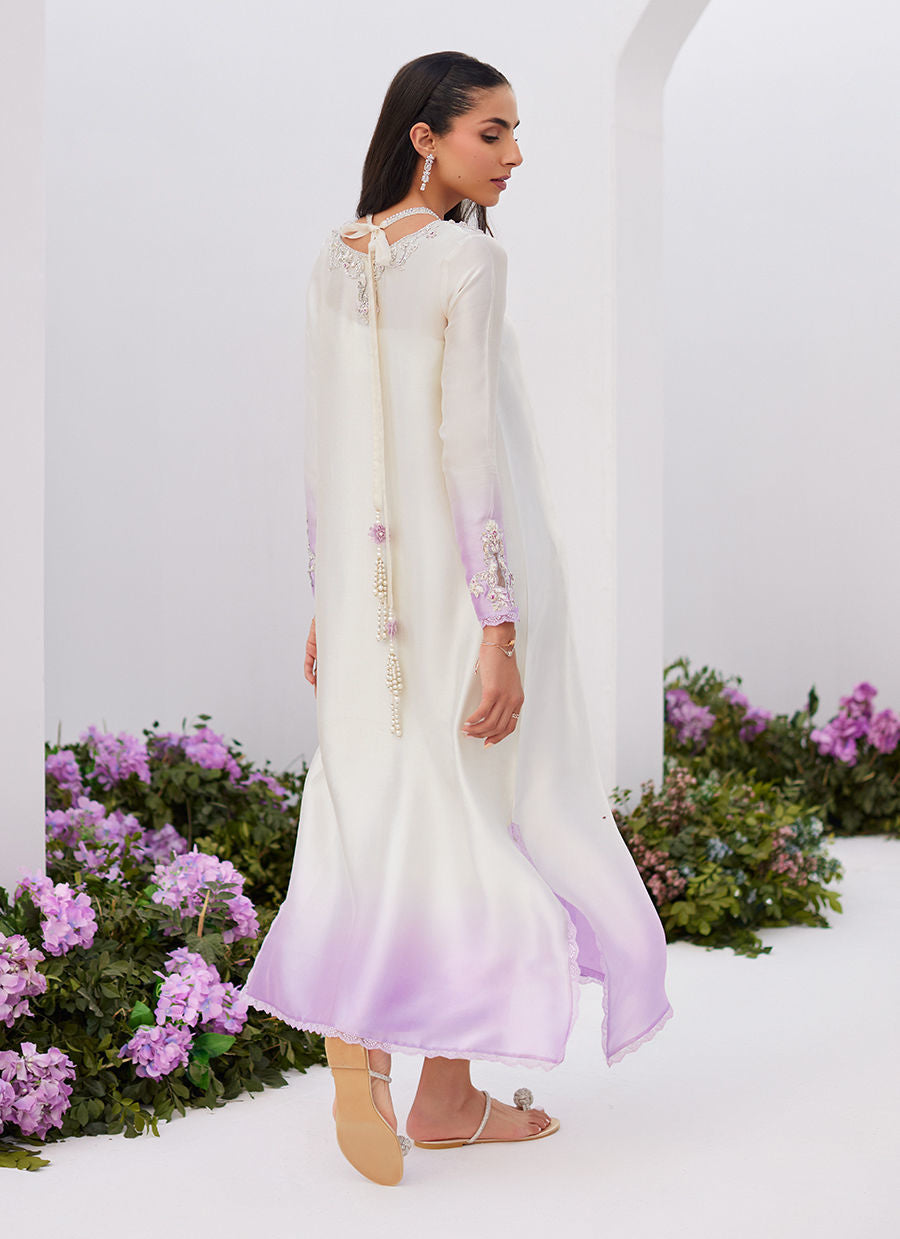 Farah Talib Aziz | Zaza Luxe Pret 24 | LYA IVORY EMBELLISHED RAW SILK SHIRT AND DUPATTA -  Farah Talib Aziz Luxury - Original Designer Dress - House of Maryam
